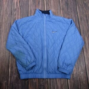 Nike Jacket Womens Small 4-6 Blue Quilted Padded Full Zip Insulated